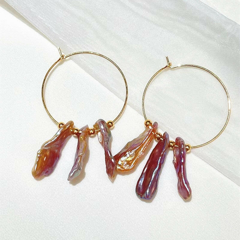 2024 New Collection: natural color pearl earring drop|handmade - Bellemargarita Jewelry