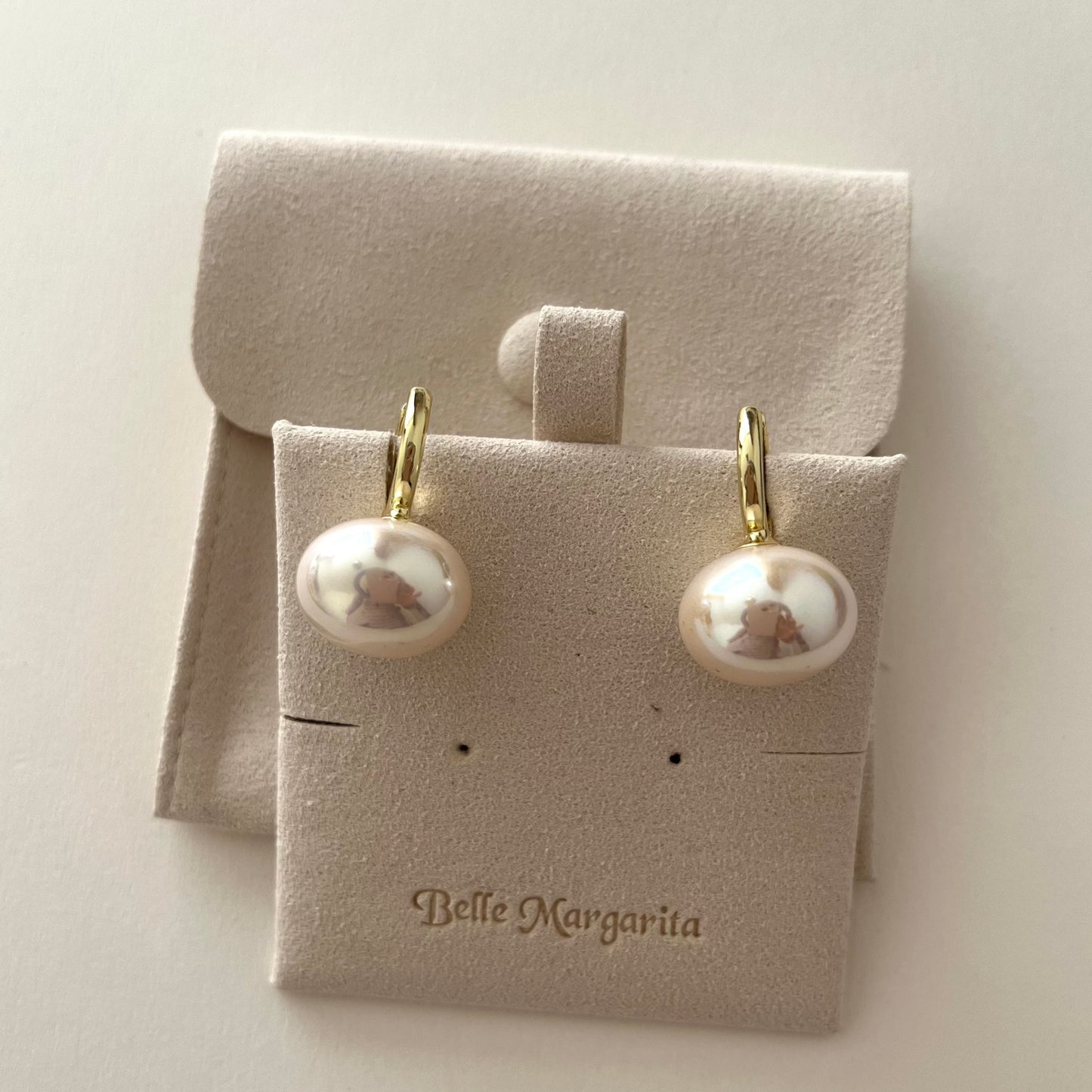 Super shine over size trendy pearl earring - Bellemargarita Jewelry