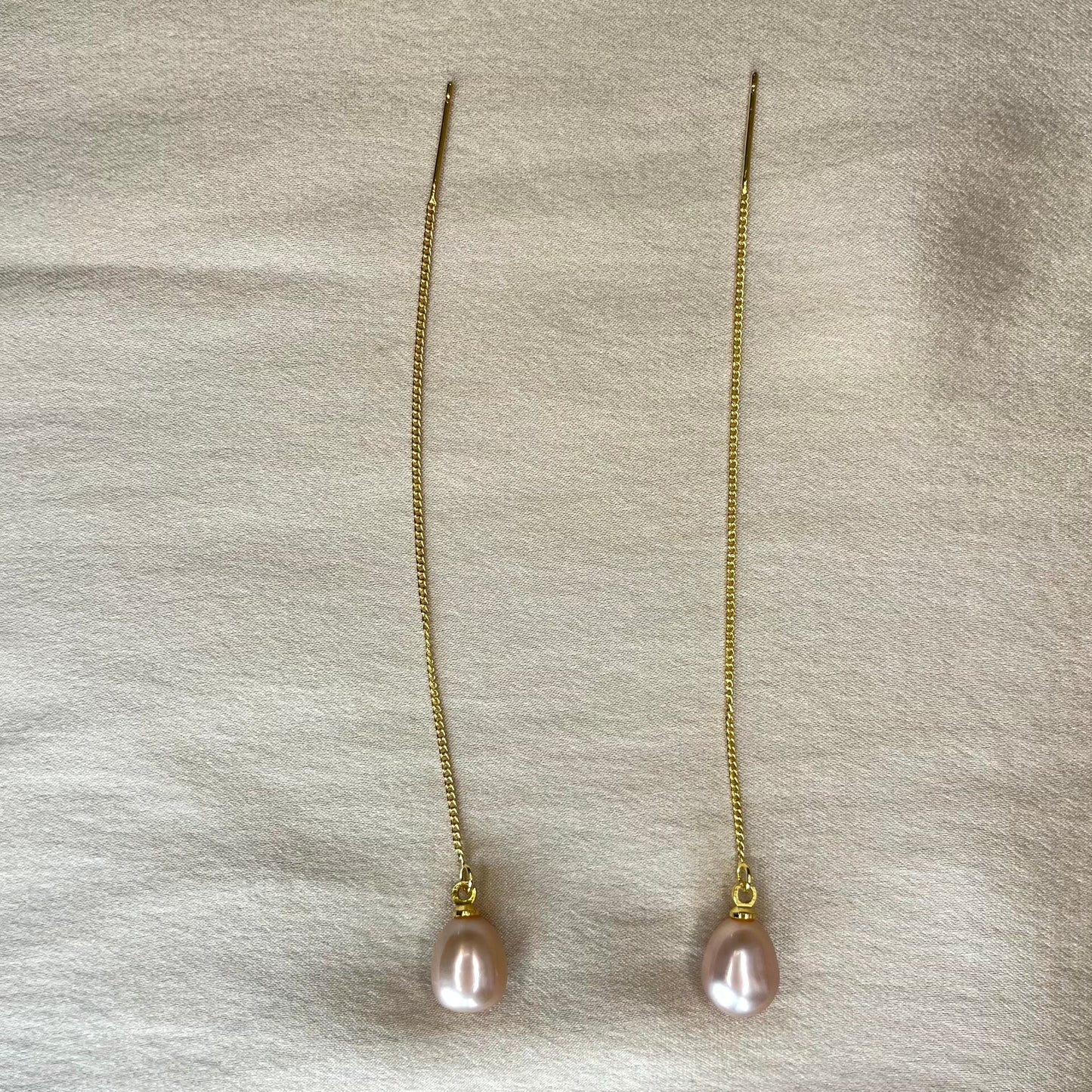 Pink freshwater pearl drop earring - Bellemargarita Jewelry