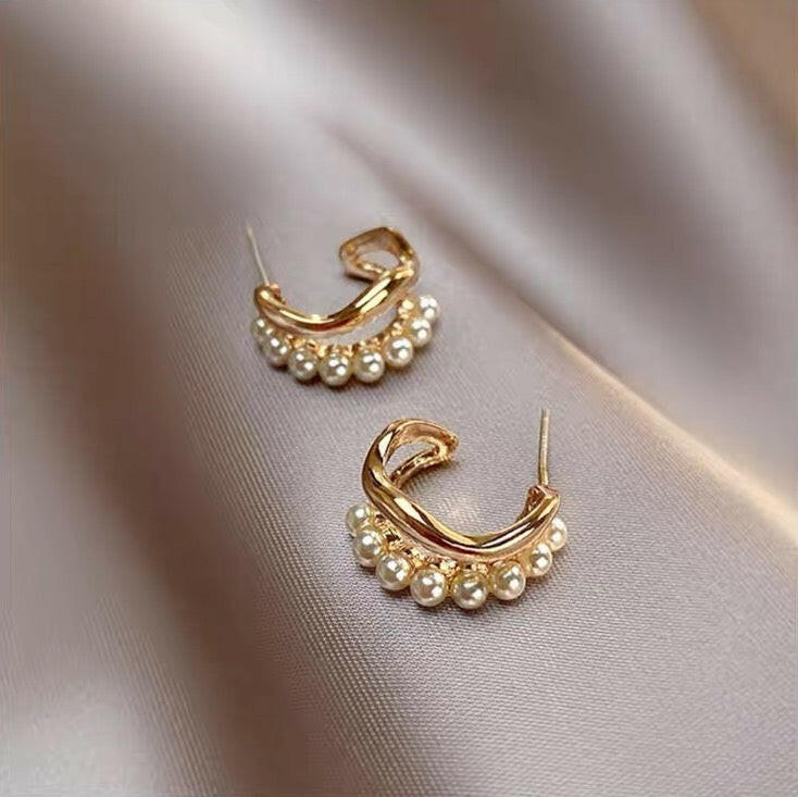 Double layers pearl earring - Bellemargarita Jewelry