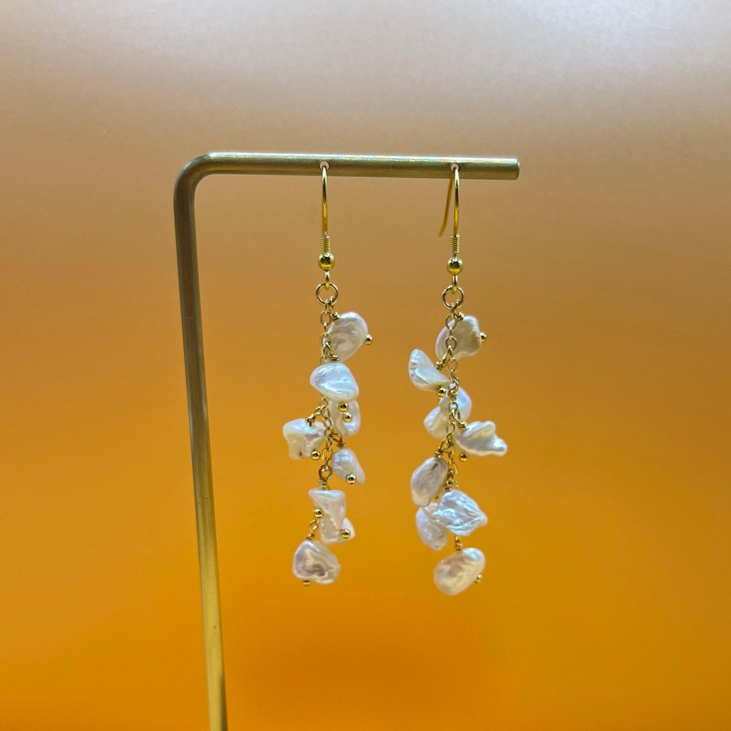 Stylish drop earring freshwater pearls|S925|14K|handmade - Bellemargarita Jewelry