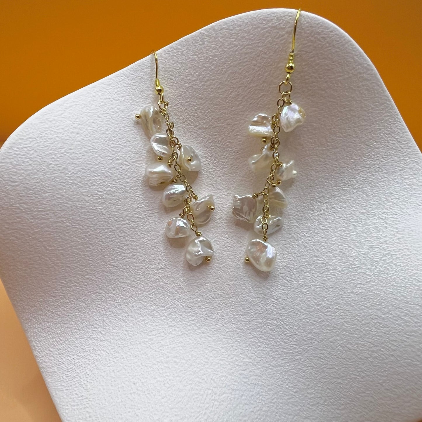 Stylish drop earring freshwater pearls|S925|14K|handmade - Bellemargarita Jewelry