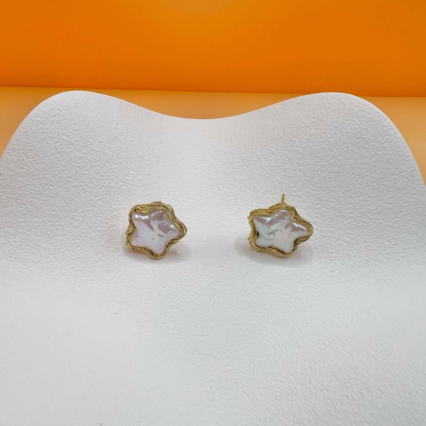 New arrival|Star shape freshwater pearl earring|S925 stud handmade - Bellemargarita Jewelry