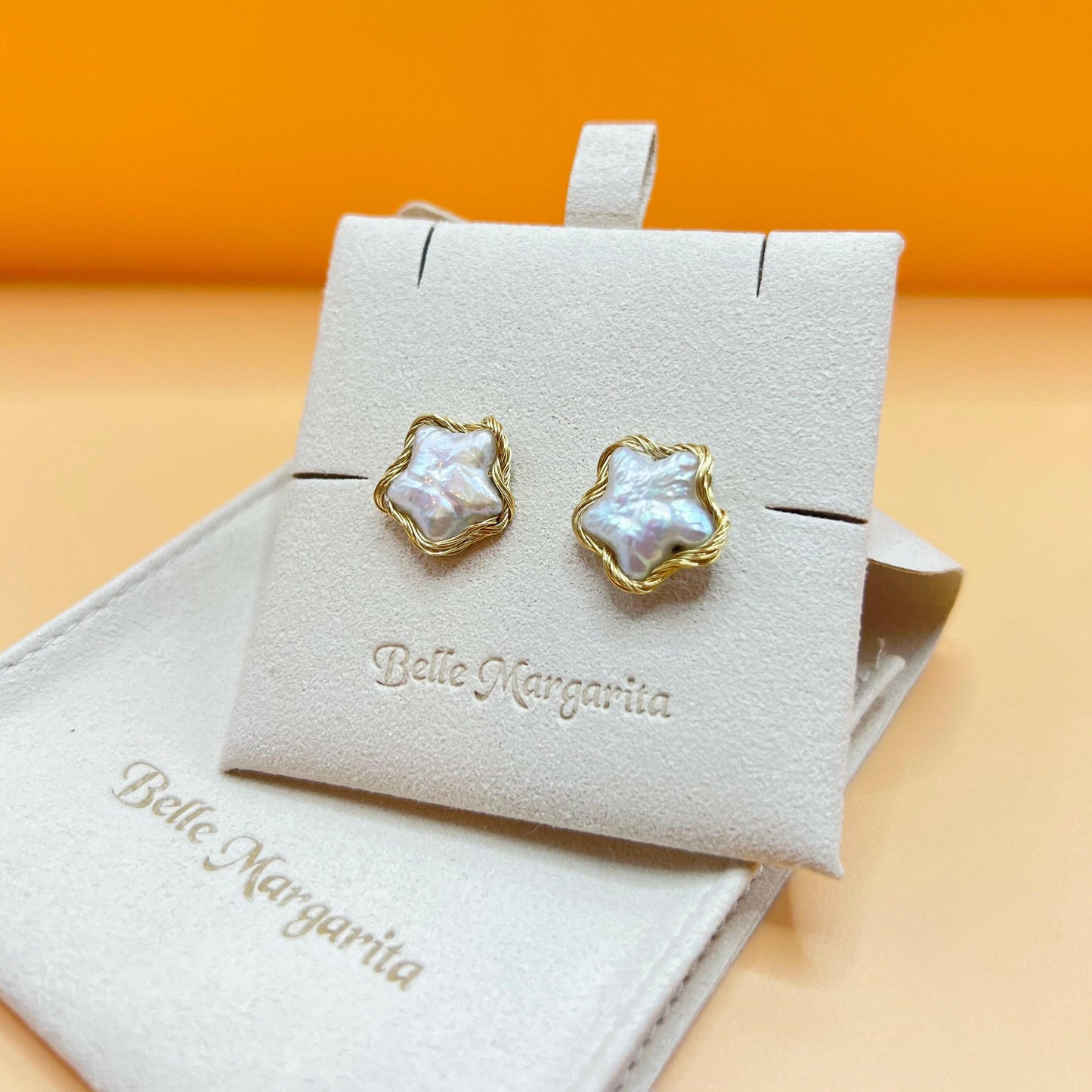 New arrival|Star shape freshwater pearl earring|S925 stud handmade - Bellemargarita Jewelry