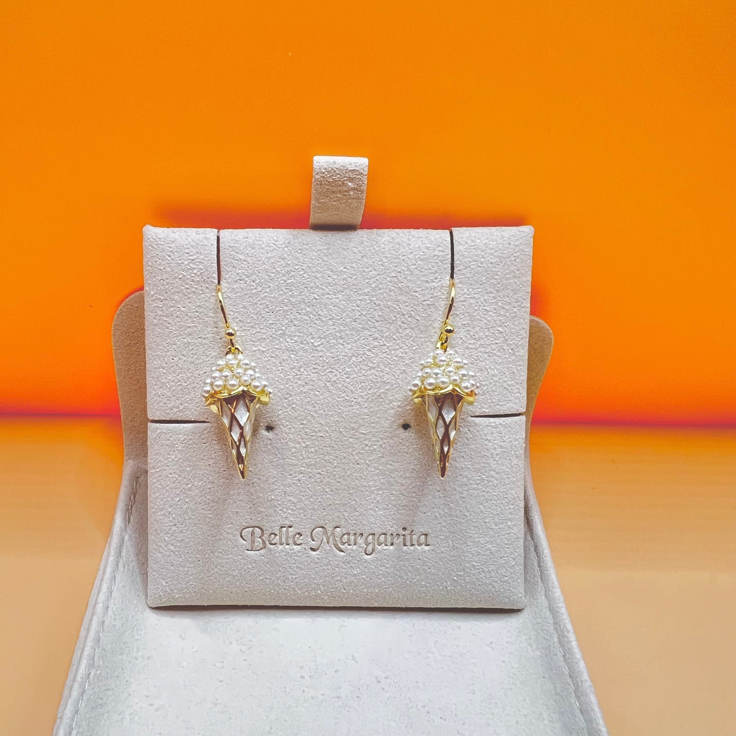 New arrival! Ice cream drop earrings|14K gold plated brass|925 silver hook - Bellemargarita Jewelry