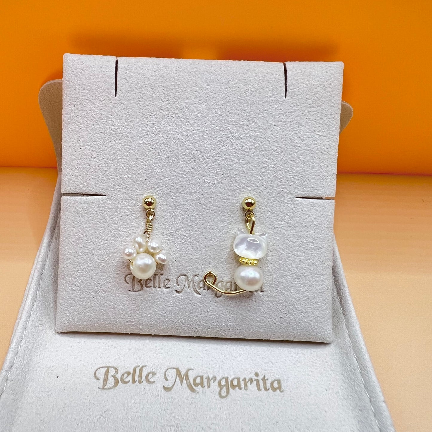 2024 NEW! Kitty paw freshwater pearl earrings|Stud 925 silver - Bellemargarita Jewelry