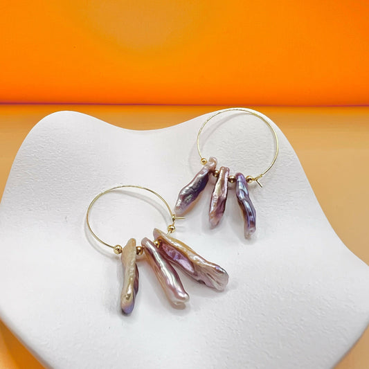 2024 New Collection: natural color pearl earring drop|handmade